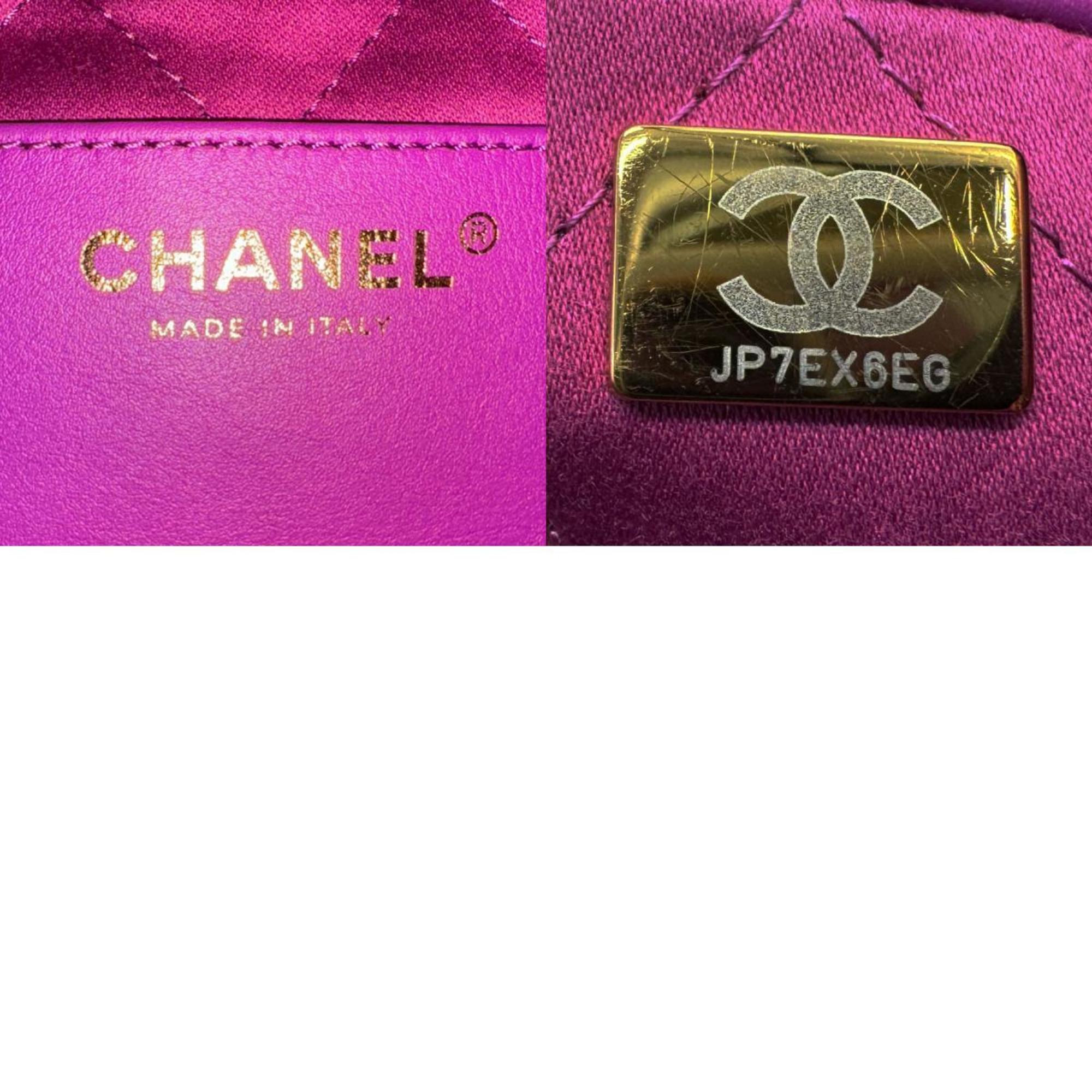 CHANEL Shoulder Bag Handbag Chanel 22 Leather Purple Gold Women's z2412