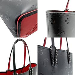 Christian Louboutin Tote Bag Shoulder Leather Rubber Black Red Women's z2425