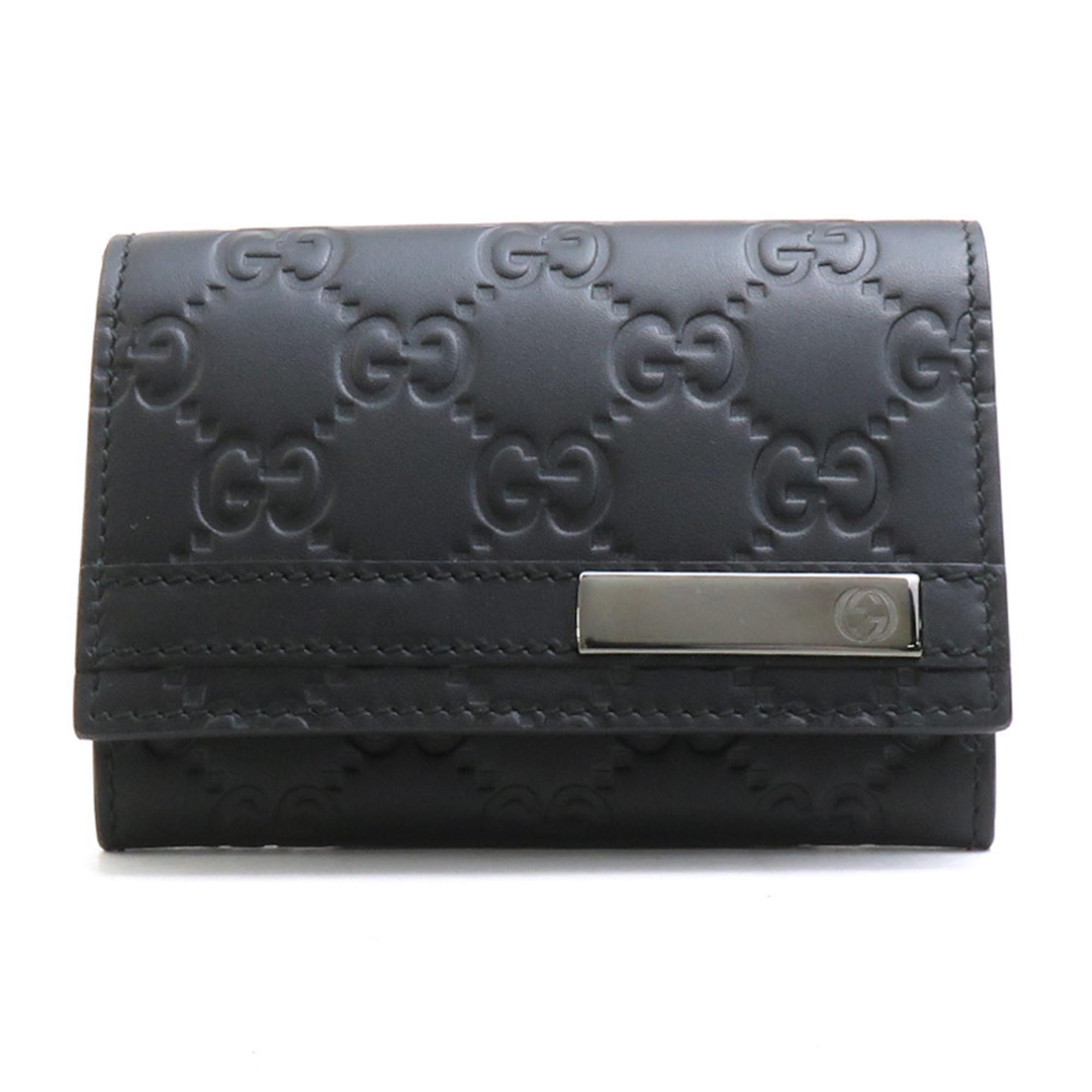 GUCCI Business Card Holder, Case, GG Pattern, Leather, Black, Men's, Women's, 251727, H30546