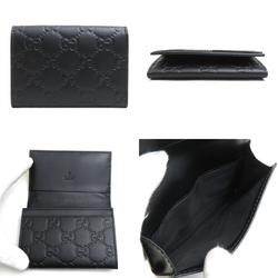 GUCCI Business Card Holder, Case, GG Pattern, Leather, Black, Men's, Women's, 251727, H30546