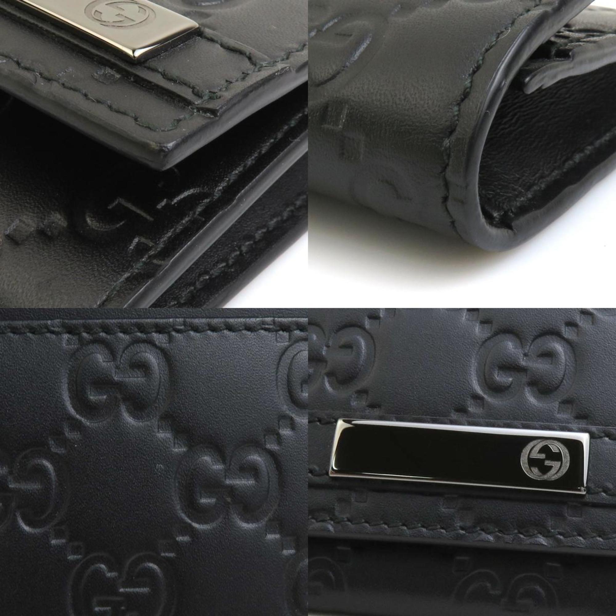 GUCCI Business Card Holder, Case, GG Pattern, Leather, Black, Men's, Women's, 251727, H30546