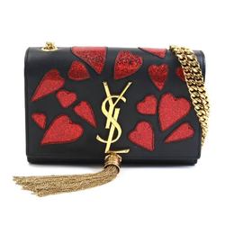 Saint Laurent shoulder bag leather metal black red gold women's e59218a