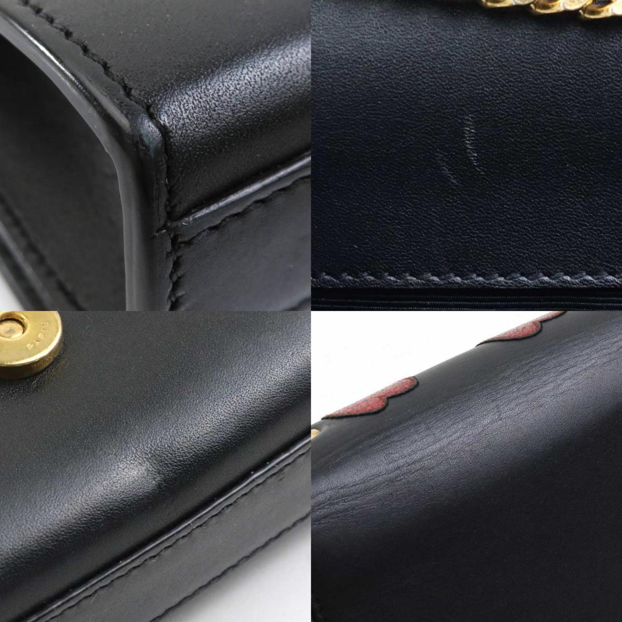 Saint Laurent shoulder bag leather metal black red gold women's e59218a