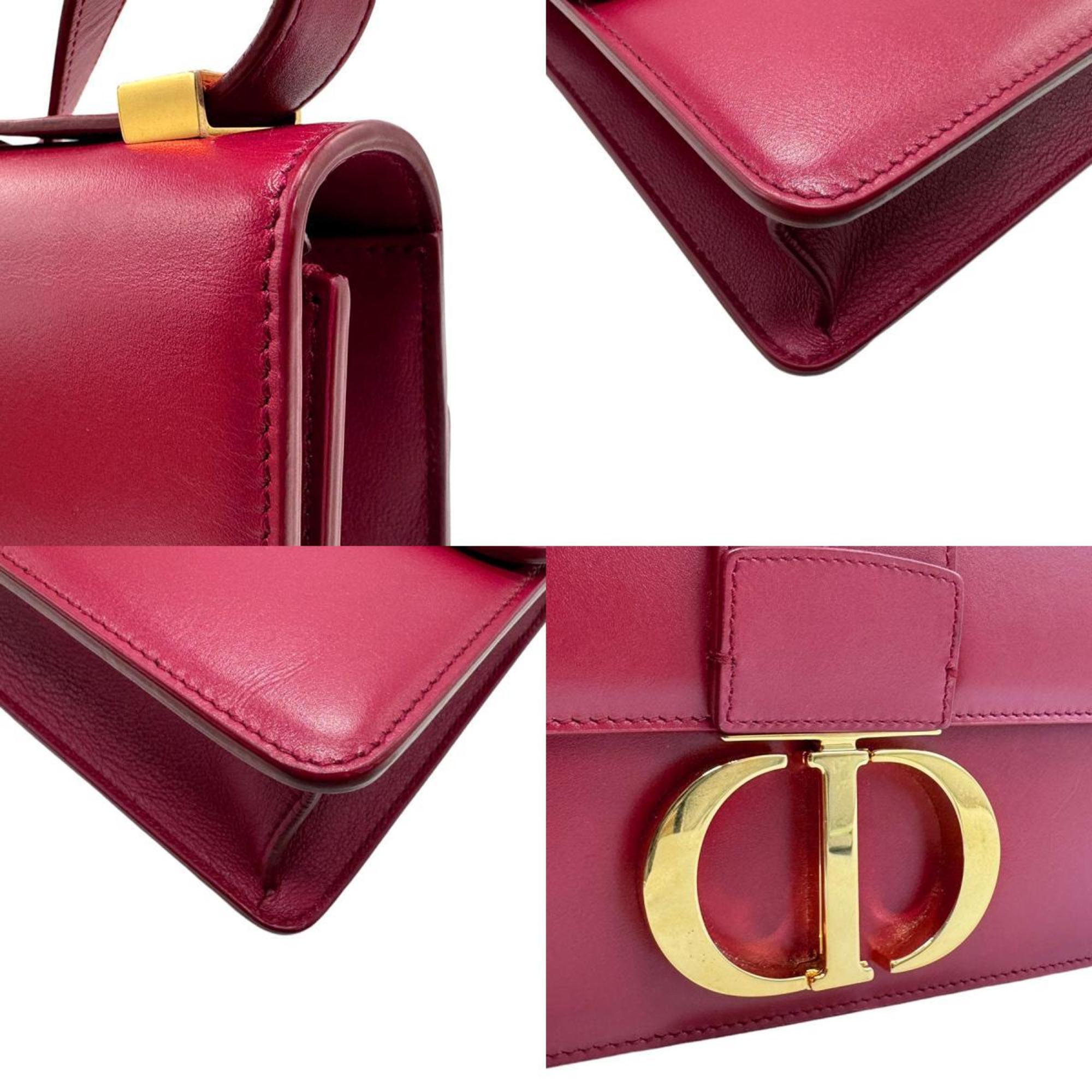 Christian Dior Shoulder Bag 30 Montaigne Leather Red Gold Women's z2455