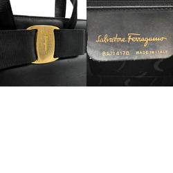 Salvatore Ferragamo handbag Vara ribbon leather black ladies b0052