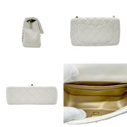 CHANEL Shoulder Bag Matelasse Leather White Gold Women's z2468