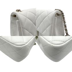 CHANEL Shoulder Bag Matelasse Leather White Gold Women's z2468