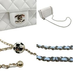 CHANEL Shoulder Bag Matelasse Leather White Gold Women's z2468