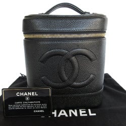 CHANEL Handbag Vanity Bag Caviar Skin Leather Black Women's s0310g