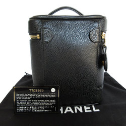 CHANEL Handbag Vanity Bag Caviar Skin Leather Black Women's s0310g