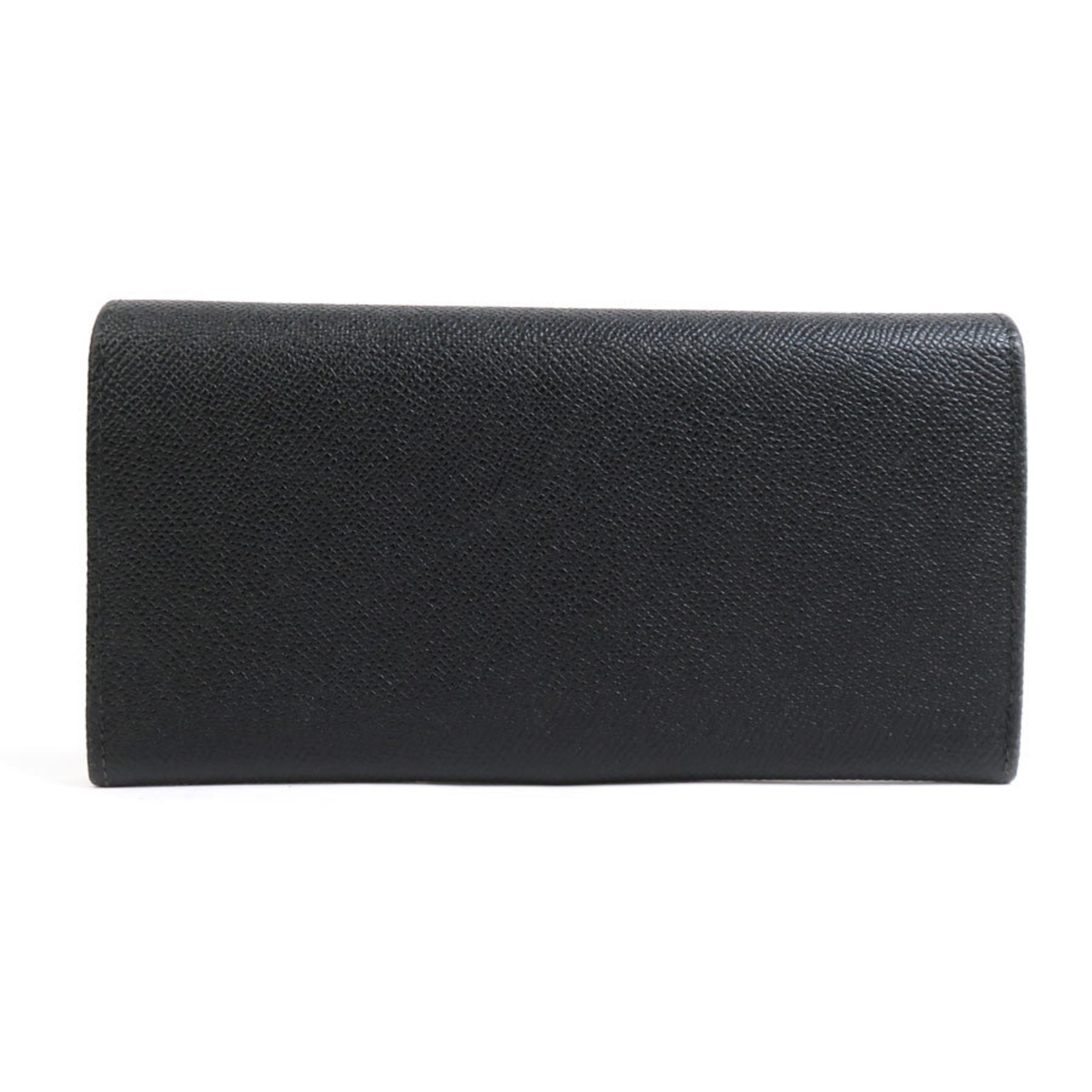 BVLGARI bi-fold long wallet leather black men's women's a0478