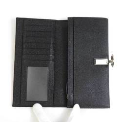 BVLGARI bi-fold long wallet leather black men's women's a0478