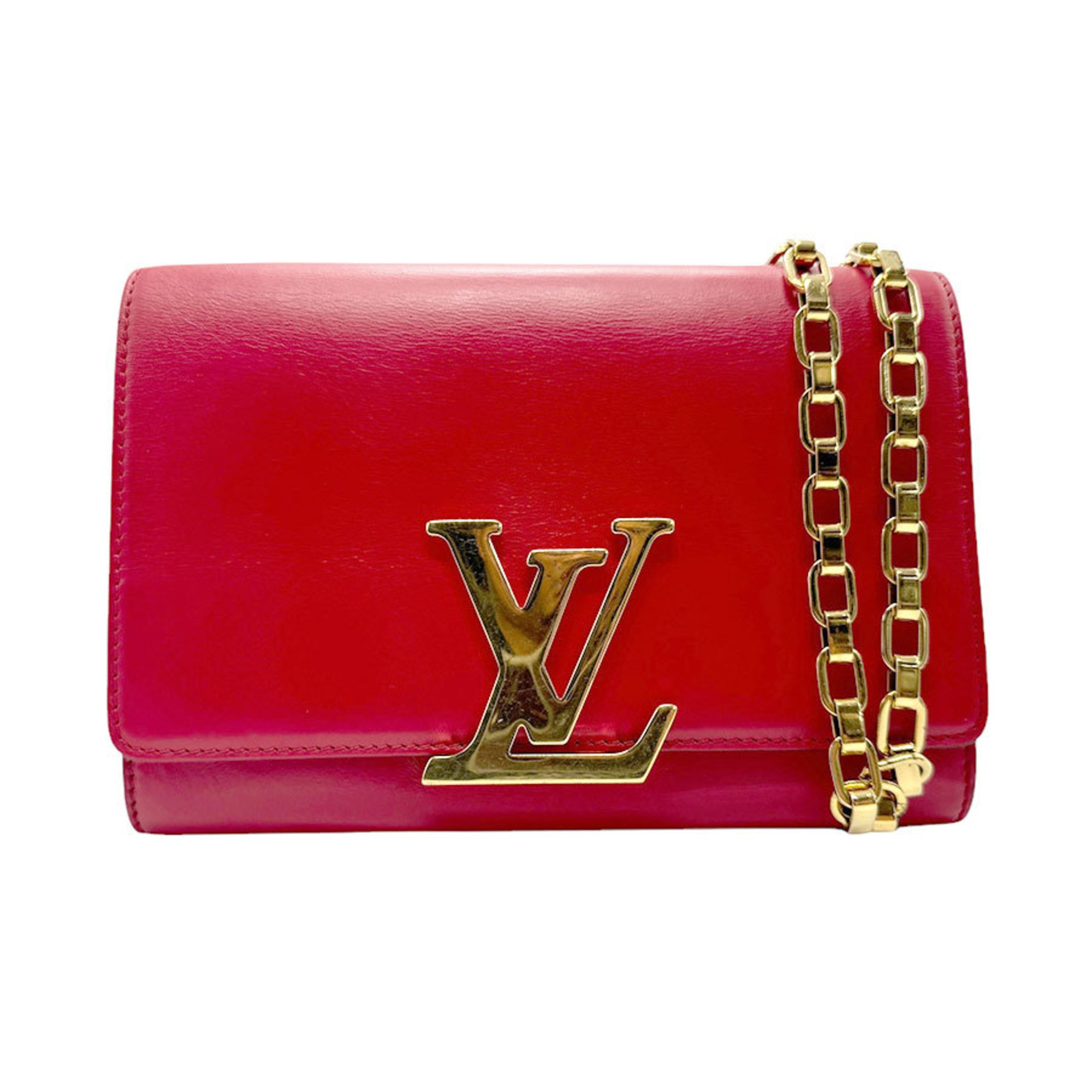 LOUIS VUITTON Shoulder Bag Pochette Louise GM Leather Red Gold Women's z2454