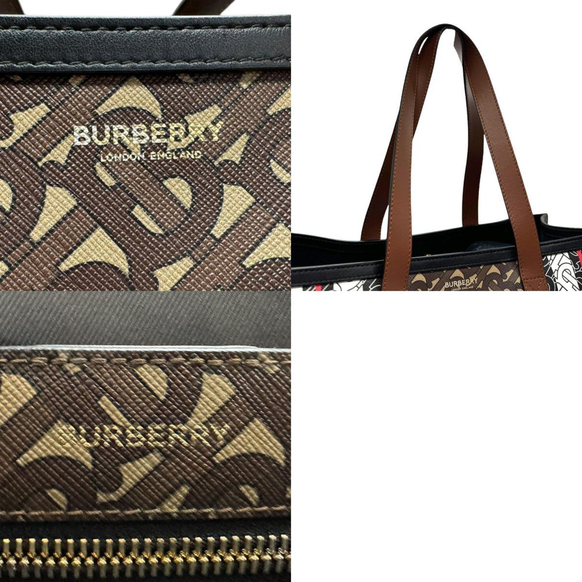 Burberry BURBERRY handbag tote bag leather brown black white men women z2483