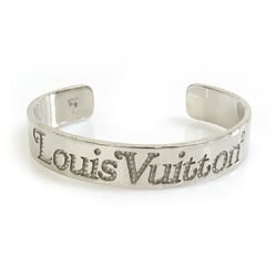 LOUIS VUITTON Bangle Bracelet Squared LV Strass Metal Silver Men's Women's MP2694 a0486