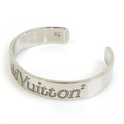 LOUIS VUITTON Bangle Bracelet Squared LV Strass Metal Silver Men's Women's MP2694 a0486