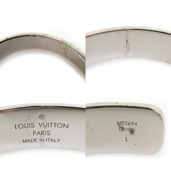 LOUIS VUITTON Bangle Bracelet Squared LV Strass Metal Silver Men's Women's MP2694 a0486