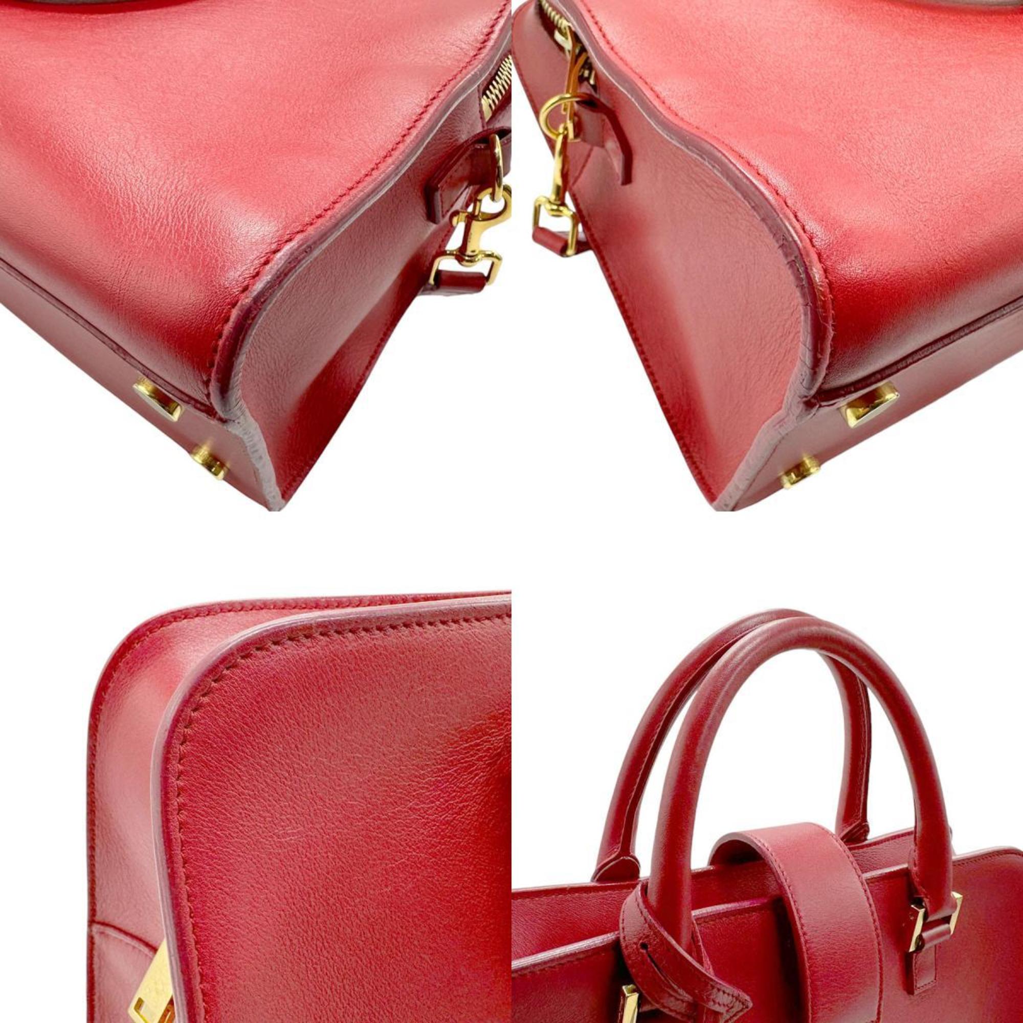 Saint Laurent SAINT LAURENT Shoulder Bag Handbag Baby Cabas Leather Red Gold Women's 357395 z2428