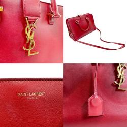 Saint Laurent SAINT LAURENT Shoulder Bag Handbag Baby Cabas Leather Red Gold Women's 357395 z2428