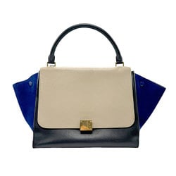 CELINE Handbag Shoulder Bag Trapeze Leather Suede Greige Black Blue Gold Women's z2481