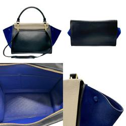 CELINE Handbag Shoulder Bag Trapeze Leather Suede Greige Black Blue Gold Women's z2481