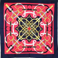 Hermes HERMES Scarf Muffler Carre 90 Silk Navy Red Multicolor Women's e59221a