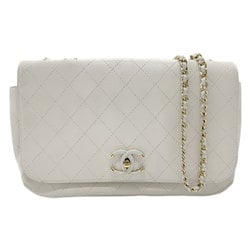 CHANEL Shoulder Bag Leather White Women's z2415