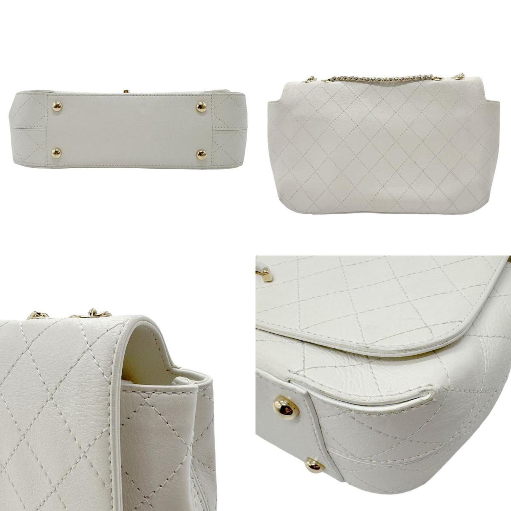 CHANEL Shoulder Bag Leather White Women's z2415