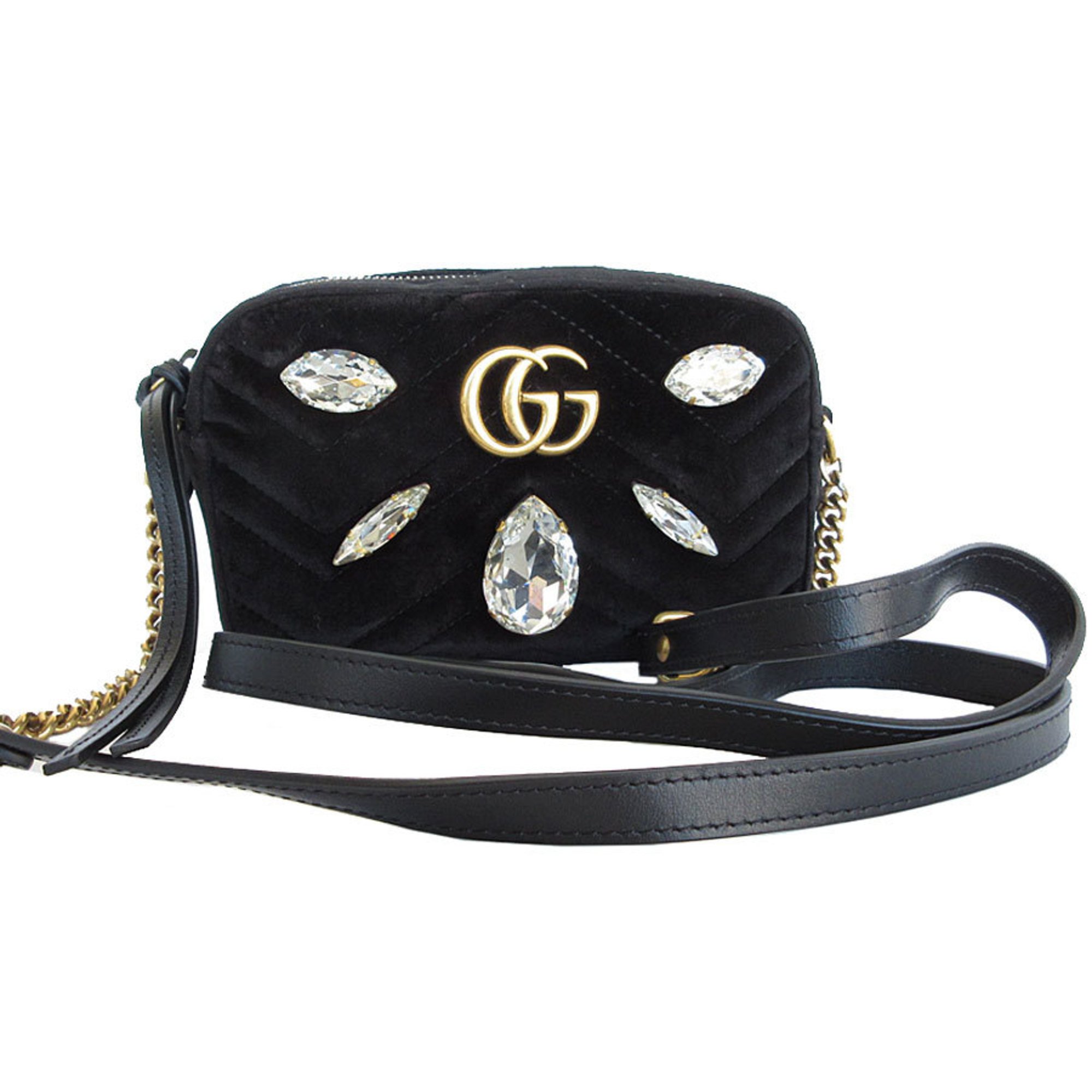 GUCCI Shoulder Bag GG Marmont Velvet Black Women's 448065 s0301a