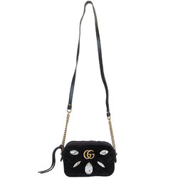 GUCCI Shoulder Bag GG Marmont Velvet Black Women's 448065 s0301a