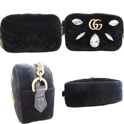 GUCCI Shoulder Bag GG Marmont Velvet Black Women's 448065 s0301a