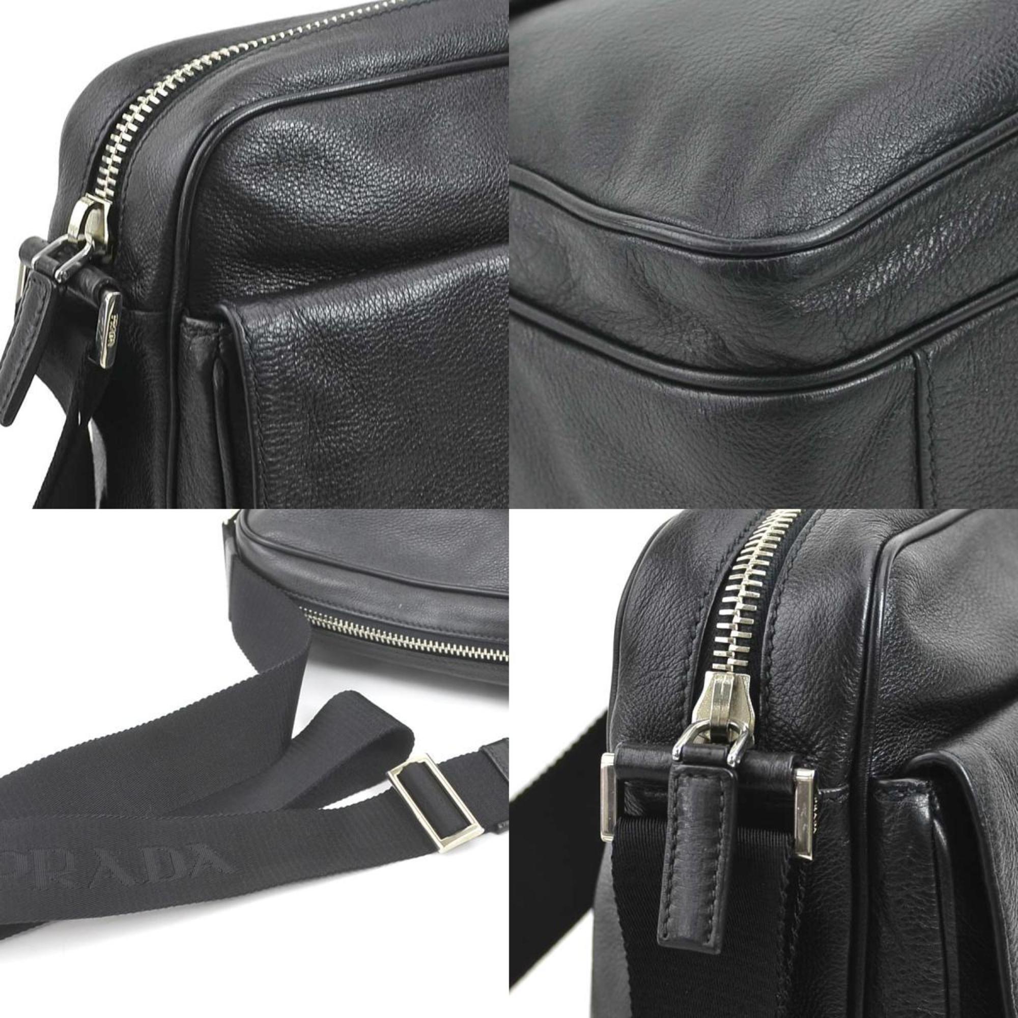 PRADA Shoulder bag Leather Black Men's a0469