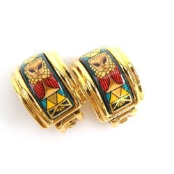 Hermes HERMES Earrings Cloisonne Metal Enamel Gold Multicolor Women's e59206a