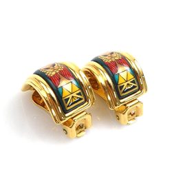 Hermes HERMES Earrings Cloisonne Metal Enamel Gold Multicolor Women's e59206a