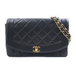 CHANEL Shoulder Bag Diana Matelasse Leather Black Gold Women's e59192a