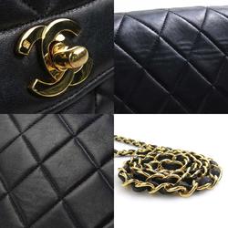 CHANEL Shoulder Bag Diana Matelasse Leather Black Gold Women's e59192a