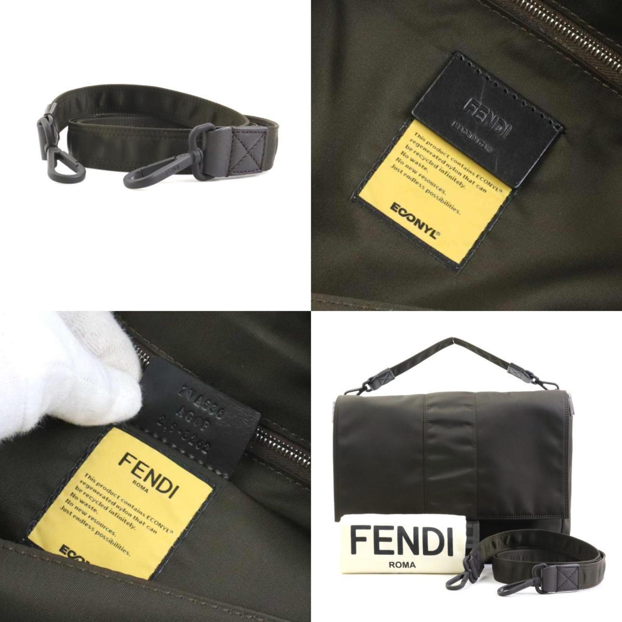 FENDI Shoulder Bag Handbag Nylon Khaki Men's 7VA536 AG0P h30539g