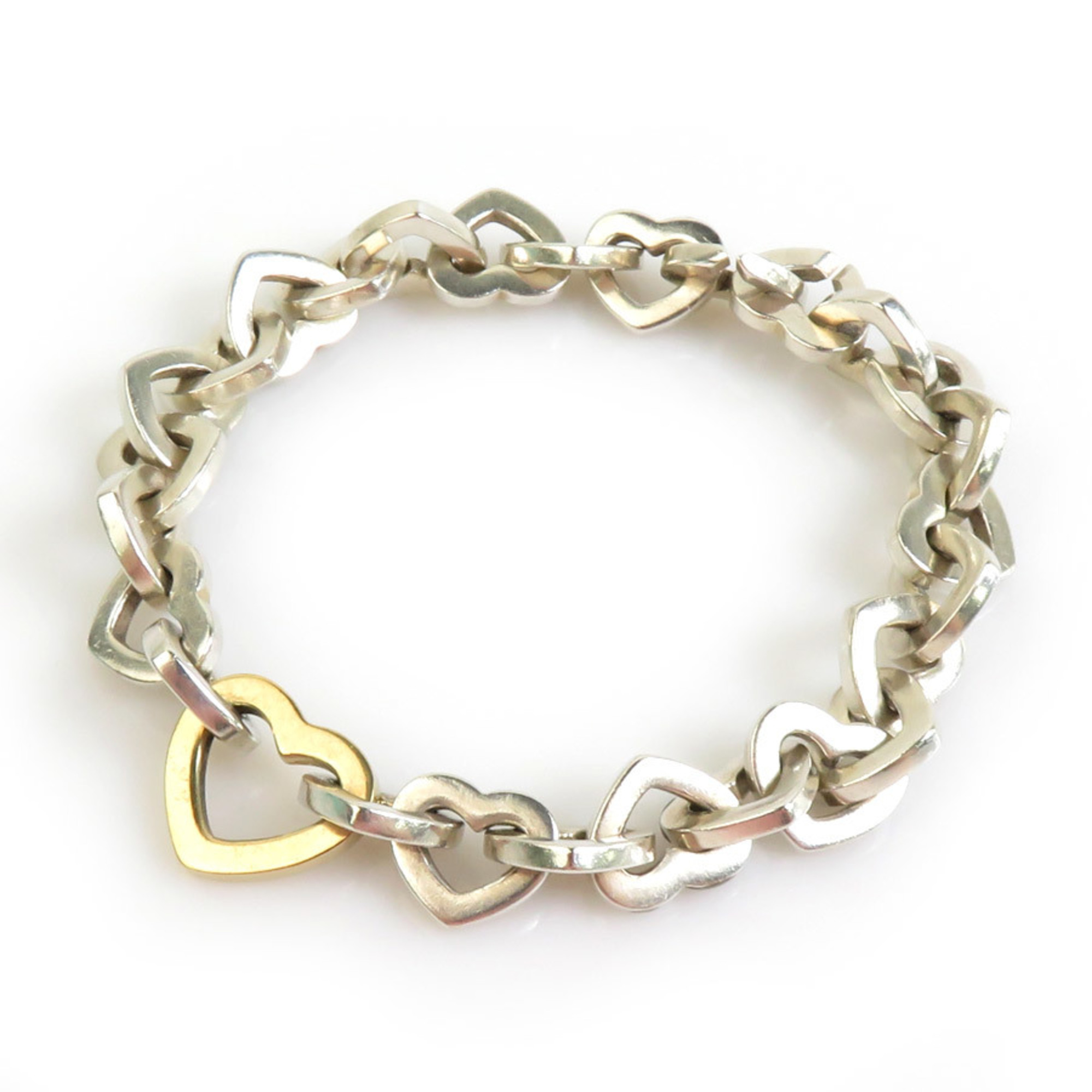 Tiffany & Co. Bracelet Heart Link Silver 925 K18 x Gold Women's h30558k