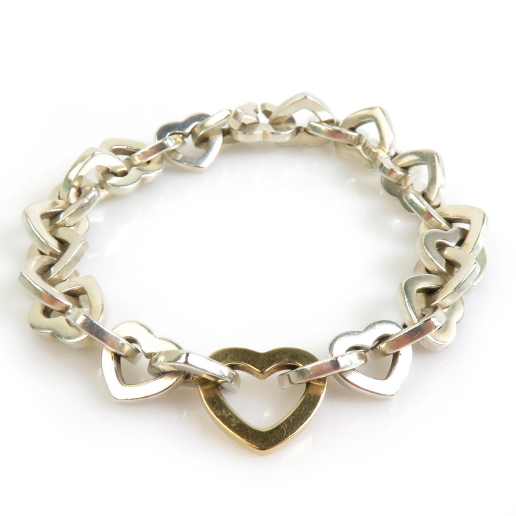 Tiffany & Co. Bracelet Heart Link Silver 925 K18 x Gold Women's h30558k