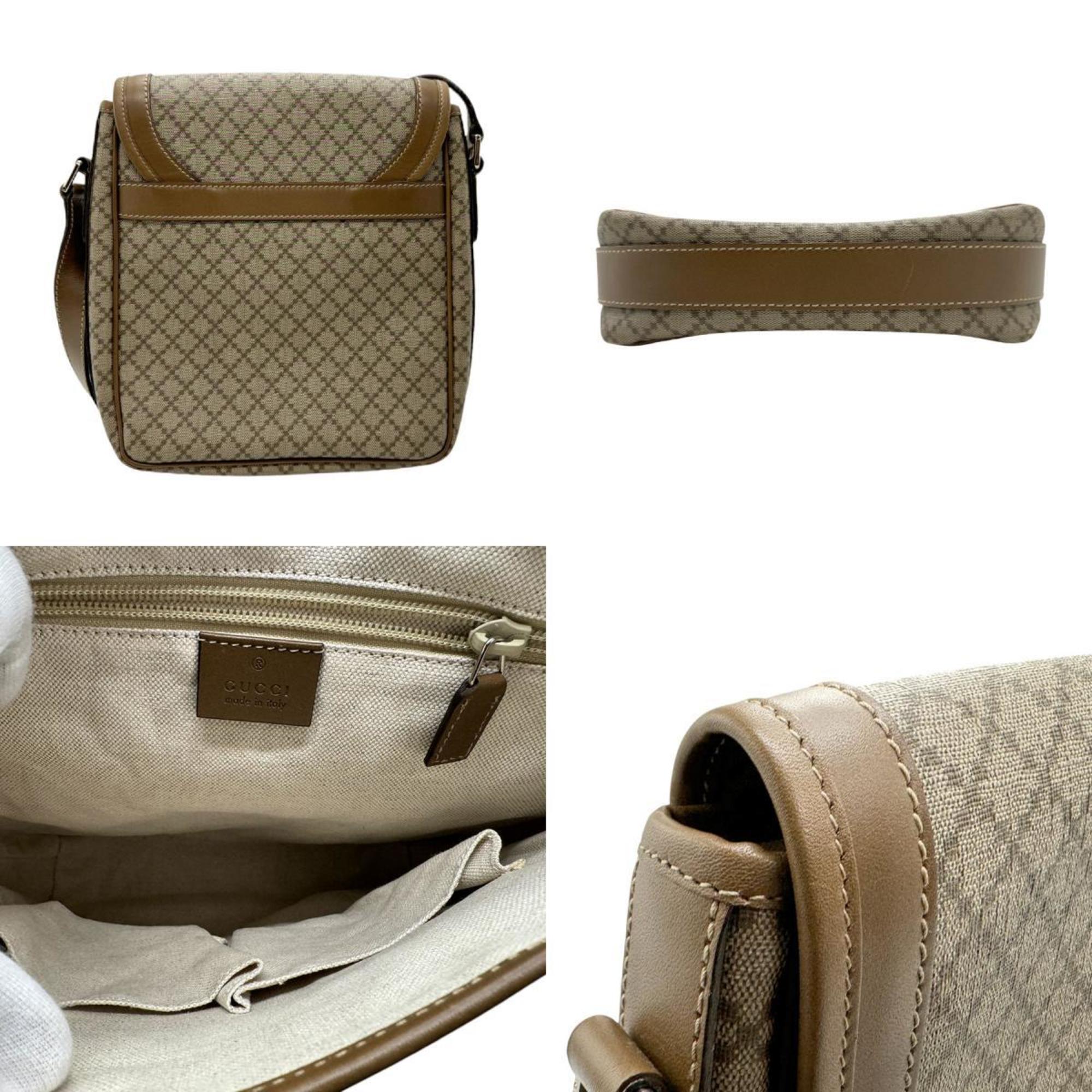 GUCCI Shoulder Bag Diamante Leather Beige Brown Men's Women's 295679 n0398