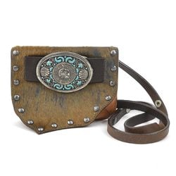 HUNTING WORLD Shoulder Bag Belt Pony Leather Brown Men's a0471