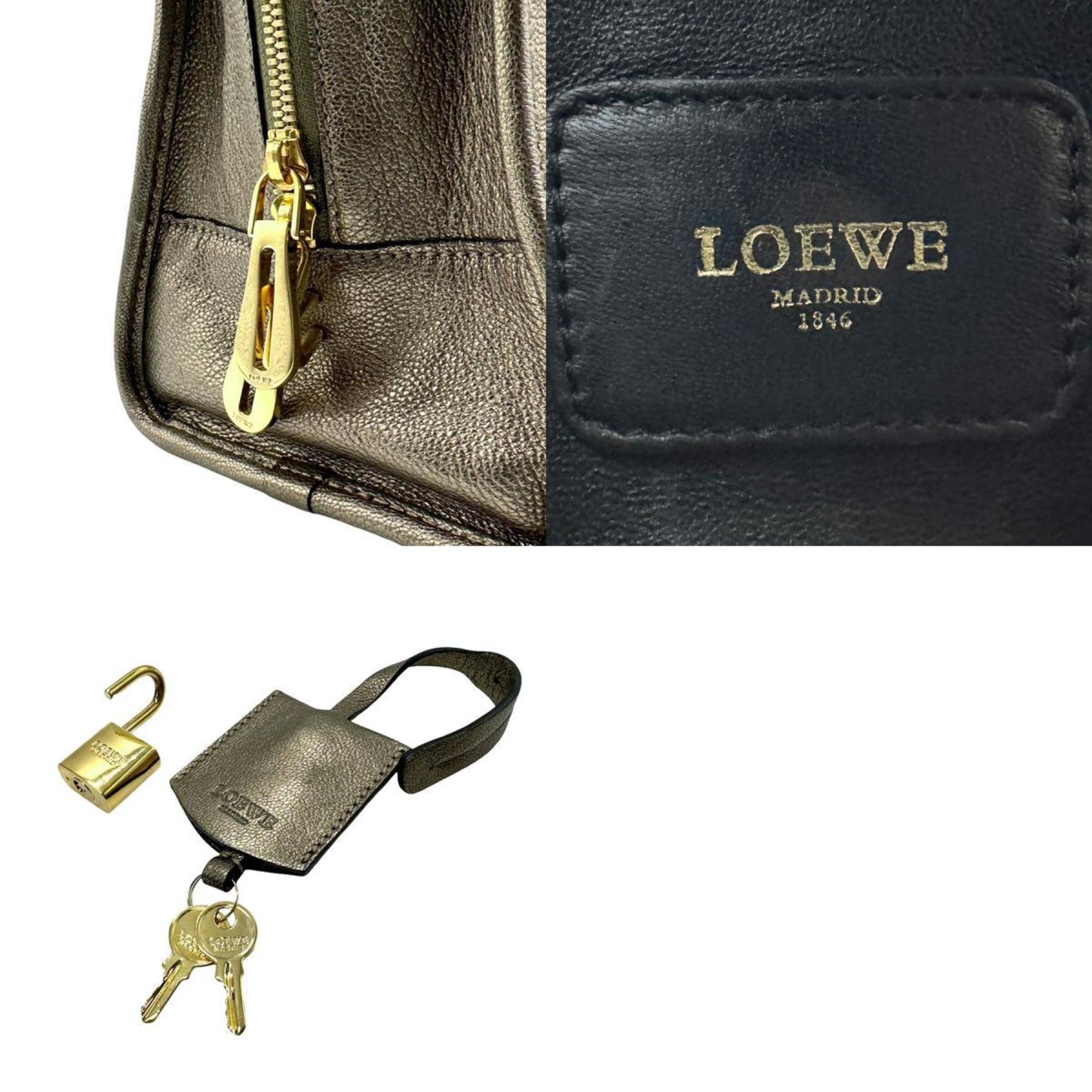 LOEWE Amazona 28 Handbag Leather Metallic Khaki Gold Women's z2465