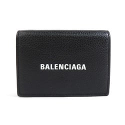 BALENCIAGA Tri-fold Wallet Leather Black Men's Women's h30544