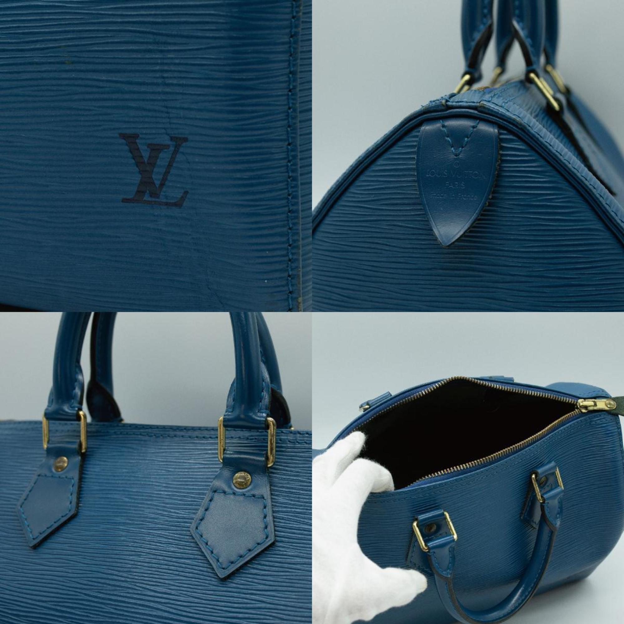 LOUIS VUITTON Handbag Speedy Epi Leather Blue Gold Women's PD420