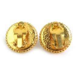 CHANEL Earrings Coco Mark Metal Stone Gold Dark Red Women's e59224f