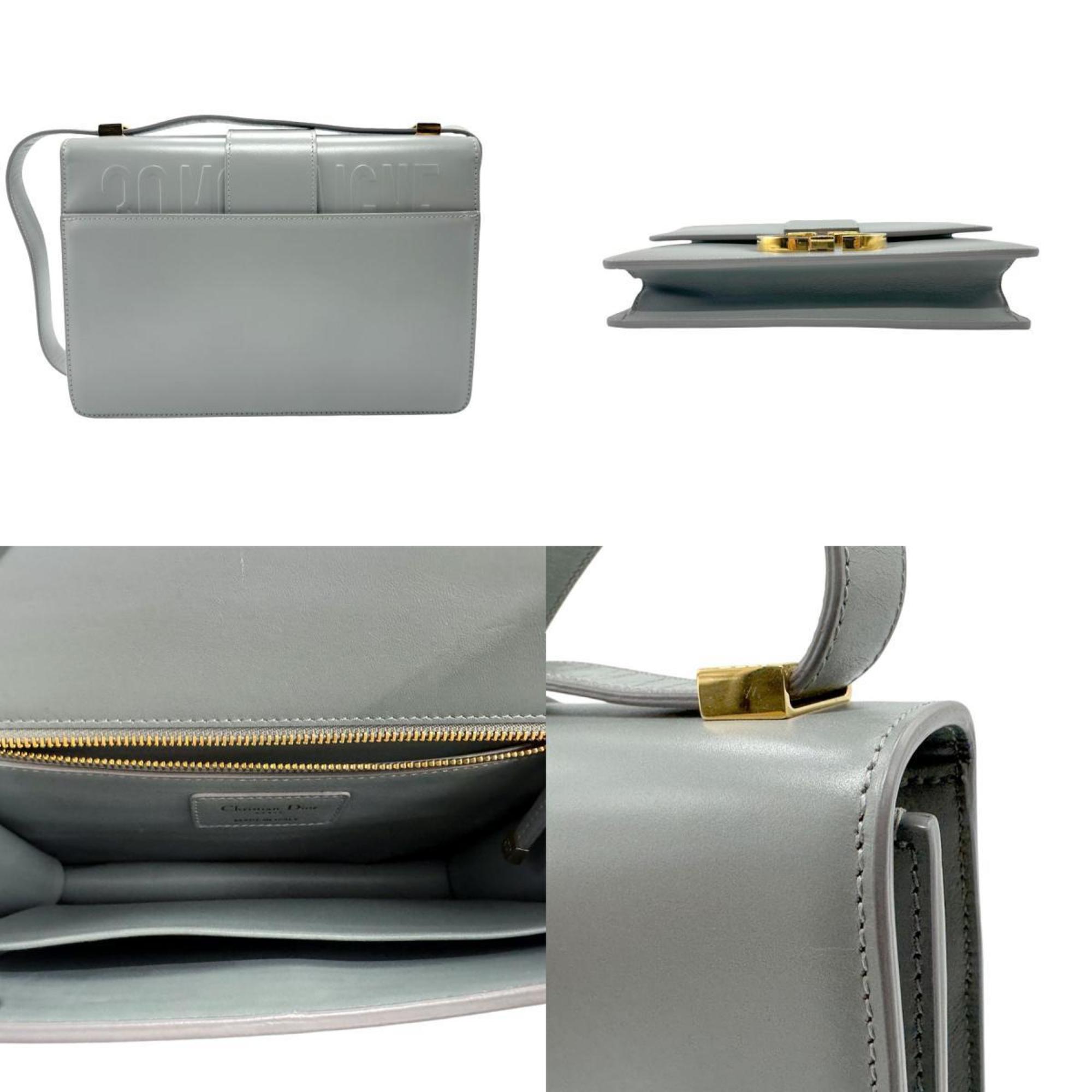 Christian Dior Shoulder Bag 30 Montaigne Leather Grey Gold Women's z2456