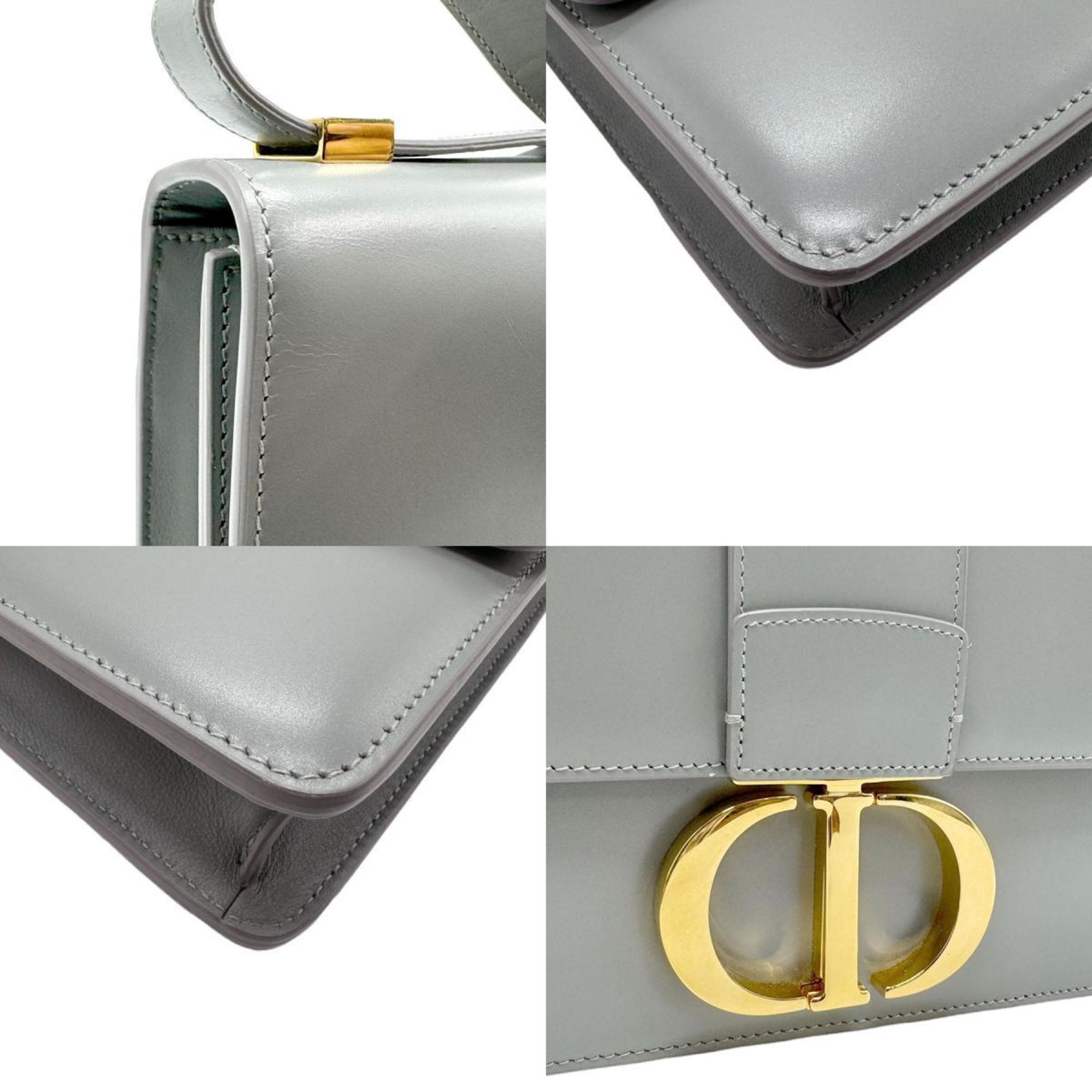 Christian Dior Shoulder Bag 30 Montaigne Leather Grey Gold Women's z2456