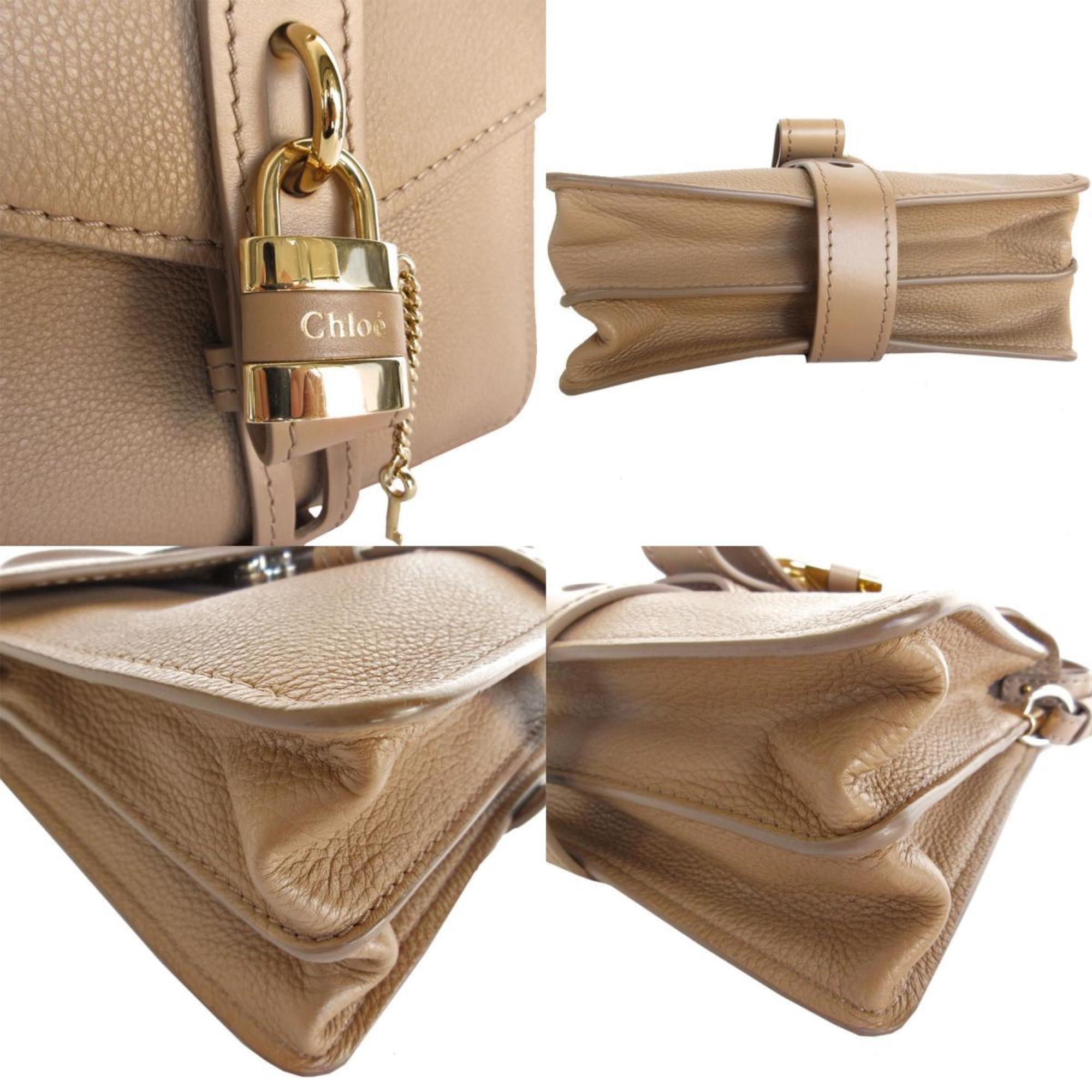 Chloé Chloe Shoulder Bag Handbag Abby Leather Beige Women's s0298f