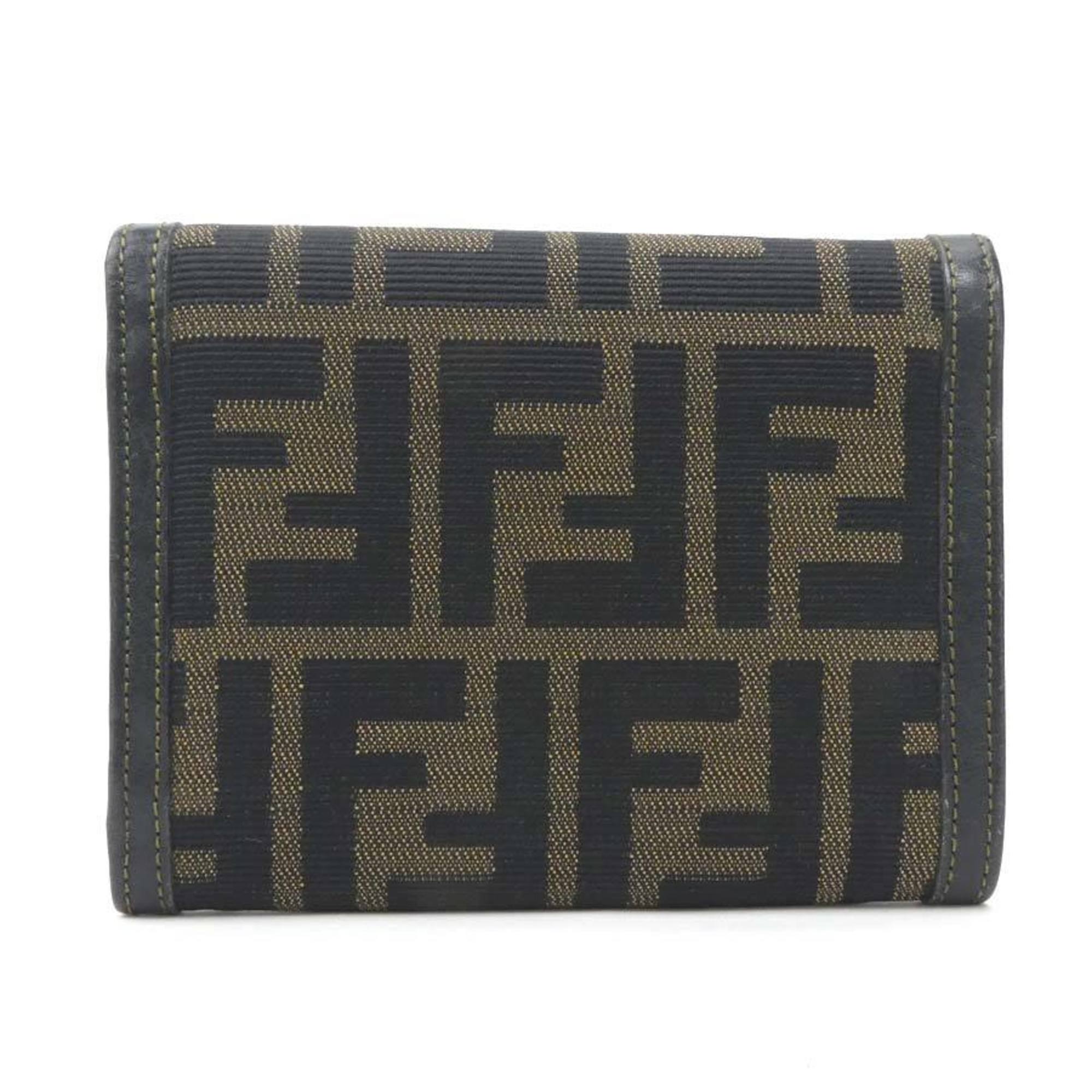 FENDI Tri-fold Wallet Zucca Canvas Brown Women's e59198a