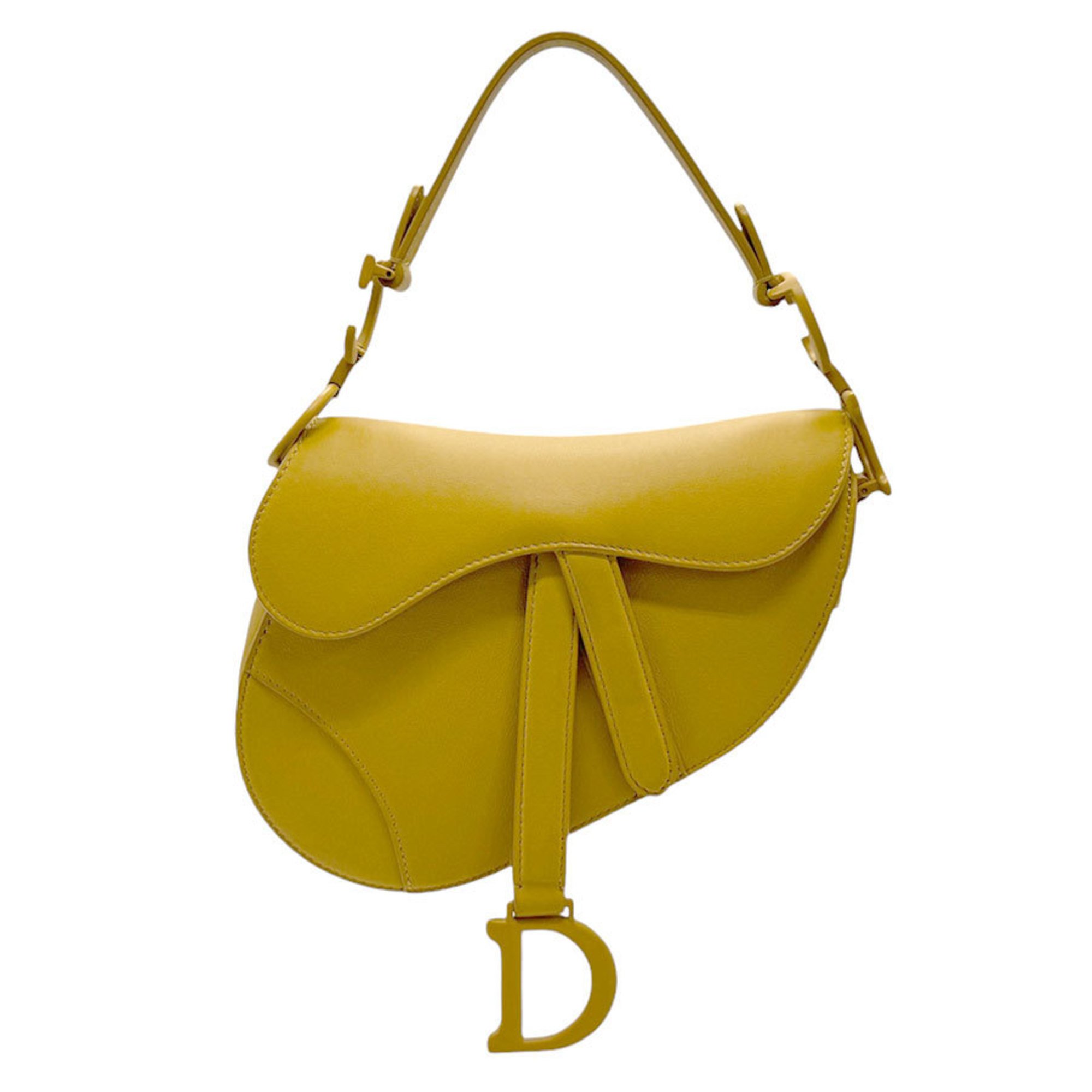 Christian Dior handbag saddle bag leather yellow ladies z2434